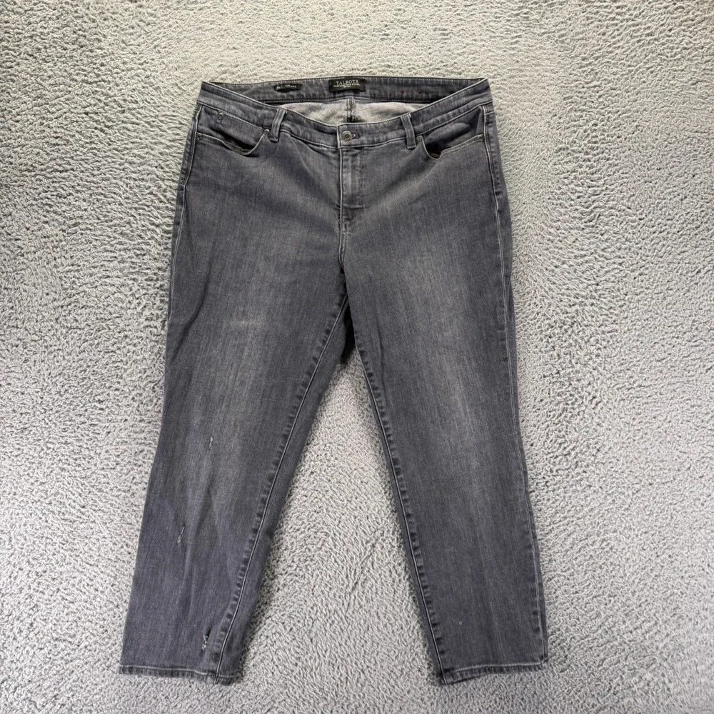 Talbots Flawless Jeans Womens 16P Gray Cotton Denim Ankle Slim Faded Stretch